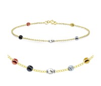 White Pearl and 4 Colors of Balls Bracelet BRS-454-GP